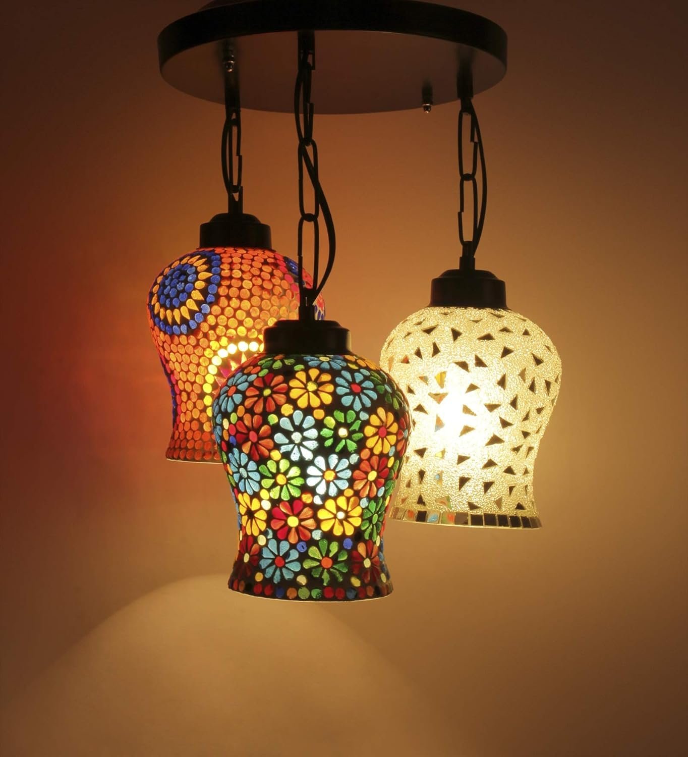 Multicolor Mosaic Glass Cluster Hanging Lamp (Multicolor)