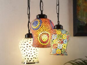 Multicolor Mosaic Glass Cluster Hanging Lamp (Multicolor)