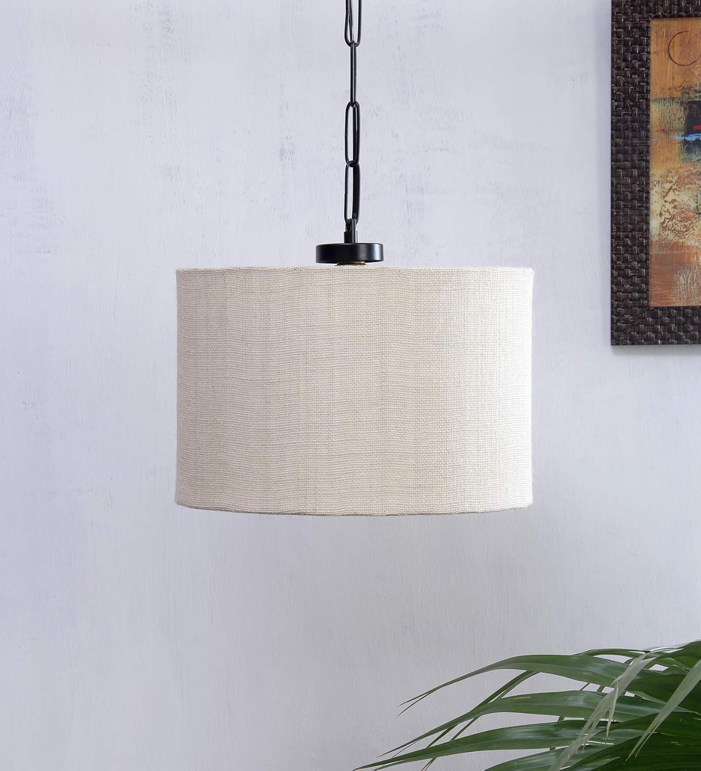 Off White JuteFashionable Drum Hanging
