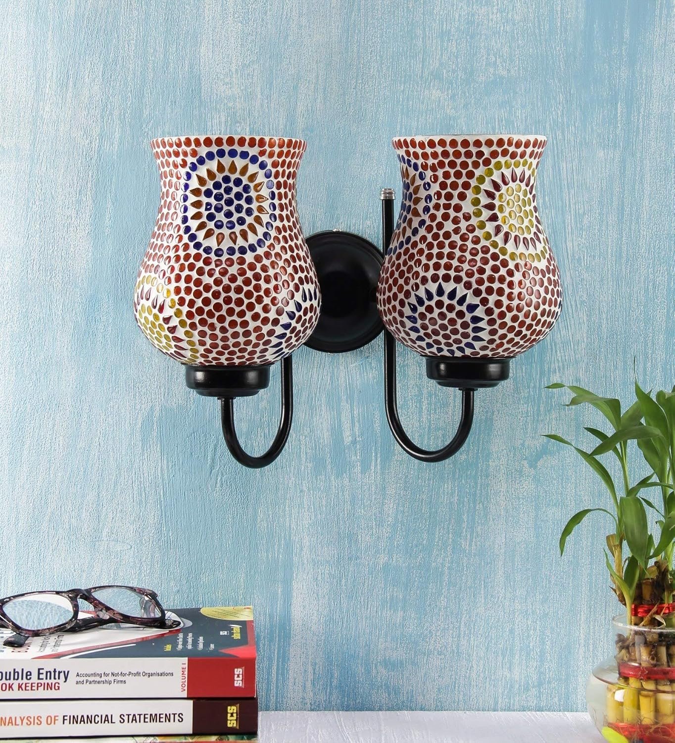 Multicolor Mosaic Double Wall Mounted Lamp (Multicolor,Double)