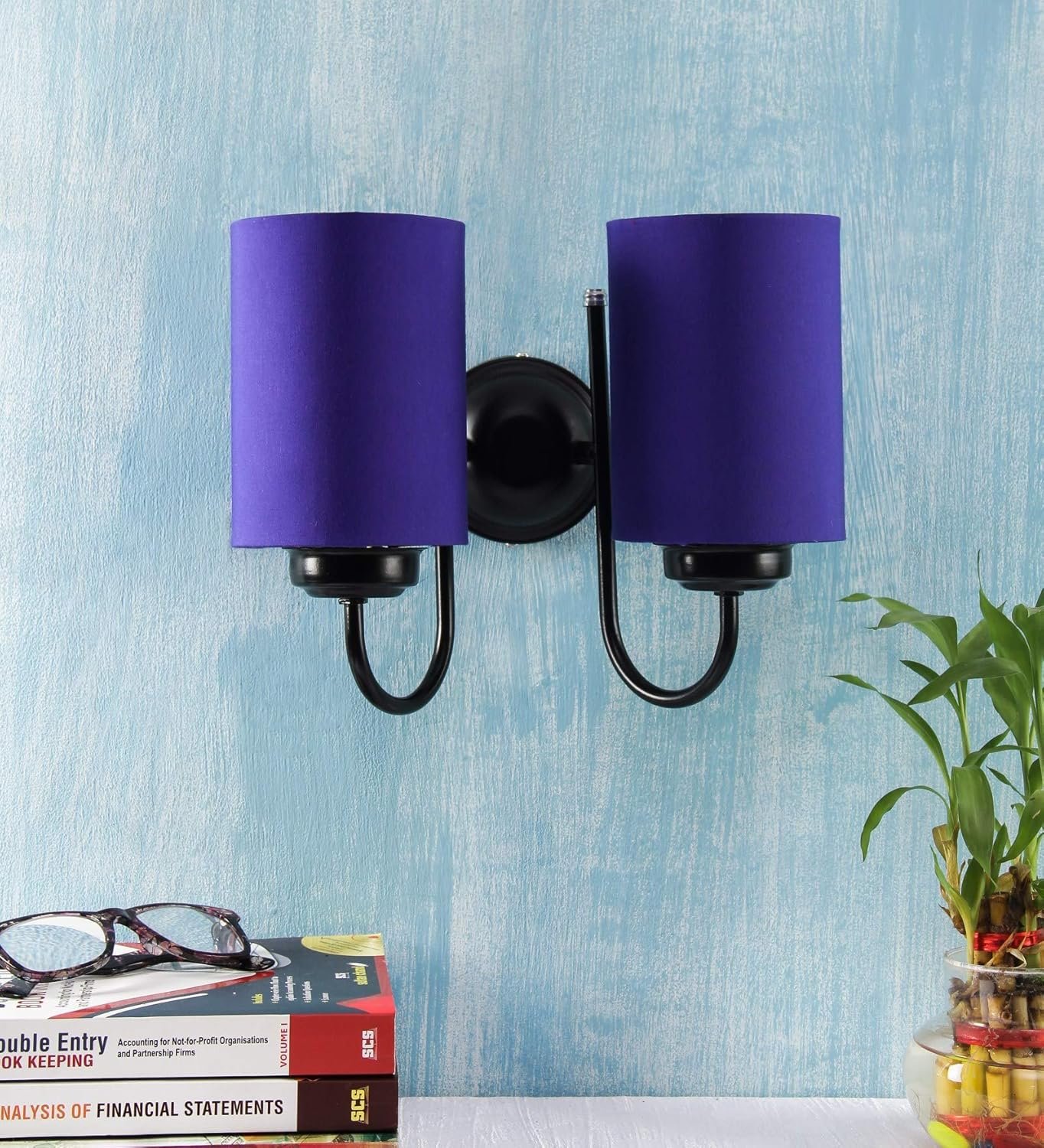 Blue Cotton Double Wall Mounted Lamp