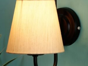 Iron Wall Lamp, Wall Decor, Wall Hanging Wood Light lamp,Vintage Wall Lamps, Industrial Wall Lights Decorative Home, Living Room, Indoor Outdoor Lighting- Cotton Shade-(Off-White)