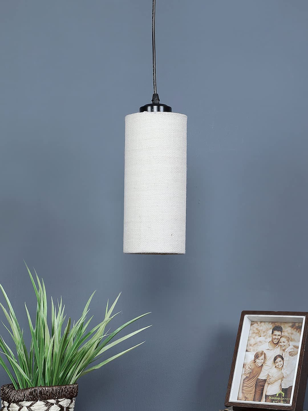 White Jute Cylindrical Hanging Lamp (SH09)