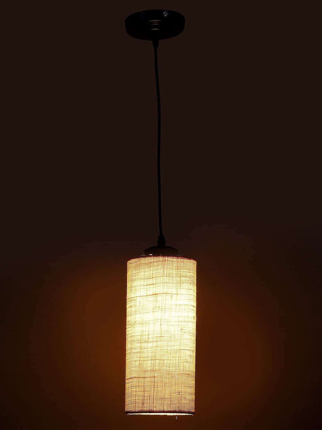 White Jute Cylindrical Hanging Lamp (SH09)