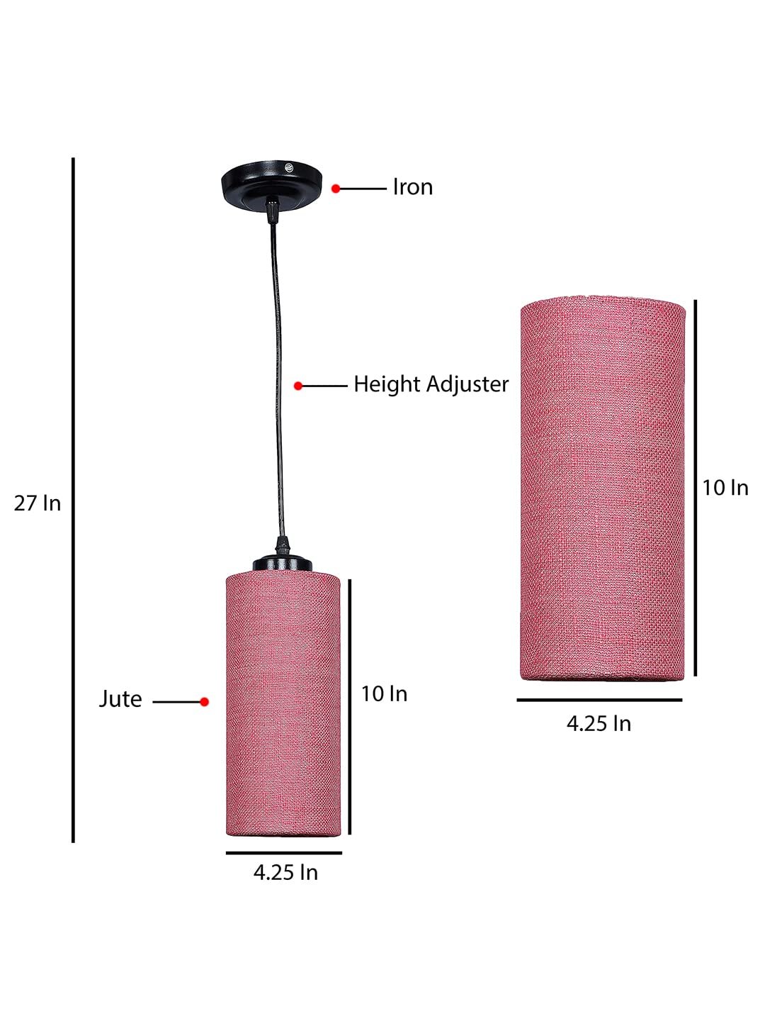 Pink Jute Cylindrical Hanging Lamp (SH10)