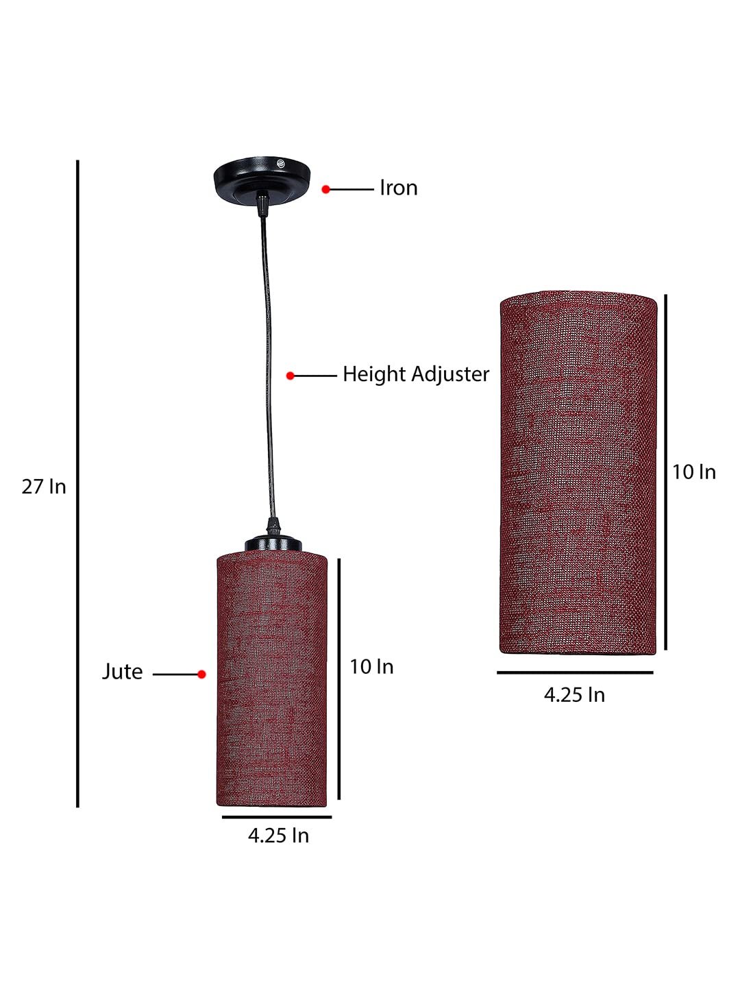 Maroon Jute Cylindrical Hanging Lamp (SH11)