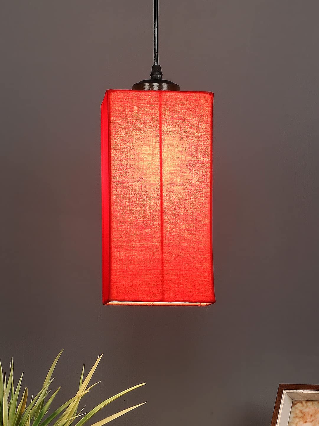 Red Cotton Square Hanging Lamp (SH18)