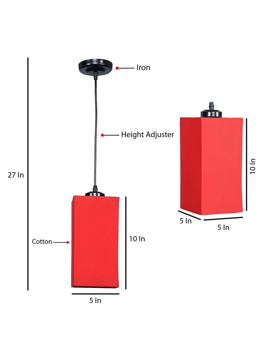 Red Cotton Square Hanging Lamp (SH18)