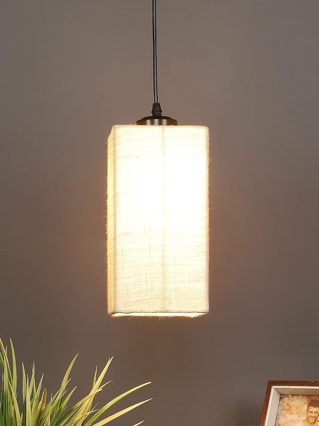 White Jute Square Hanging Lamp (SH24)