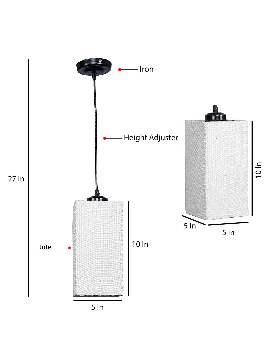 White Jute Square Hanging Lamp (SH24)