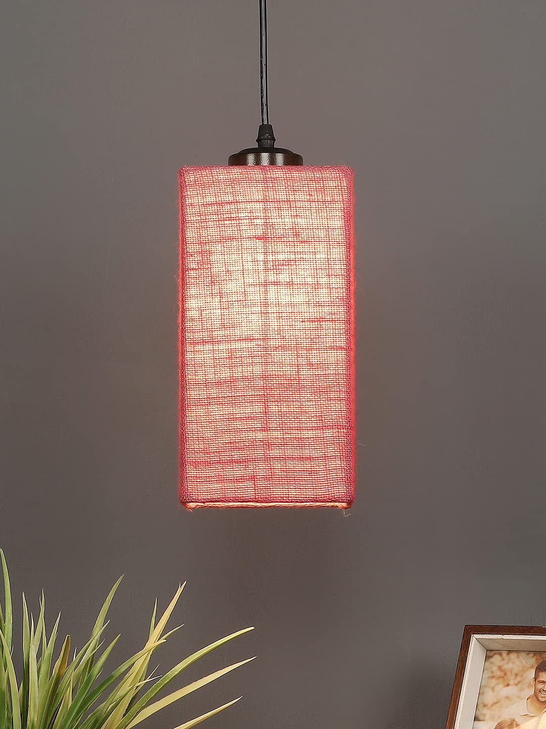 Pink Jute Square Hanging Lamp (SH25)