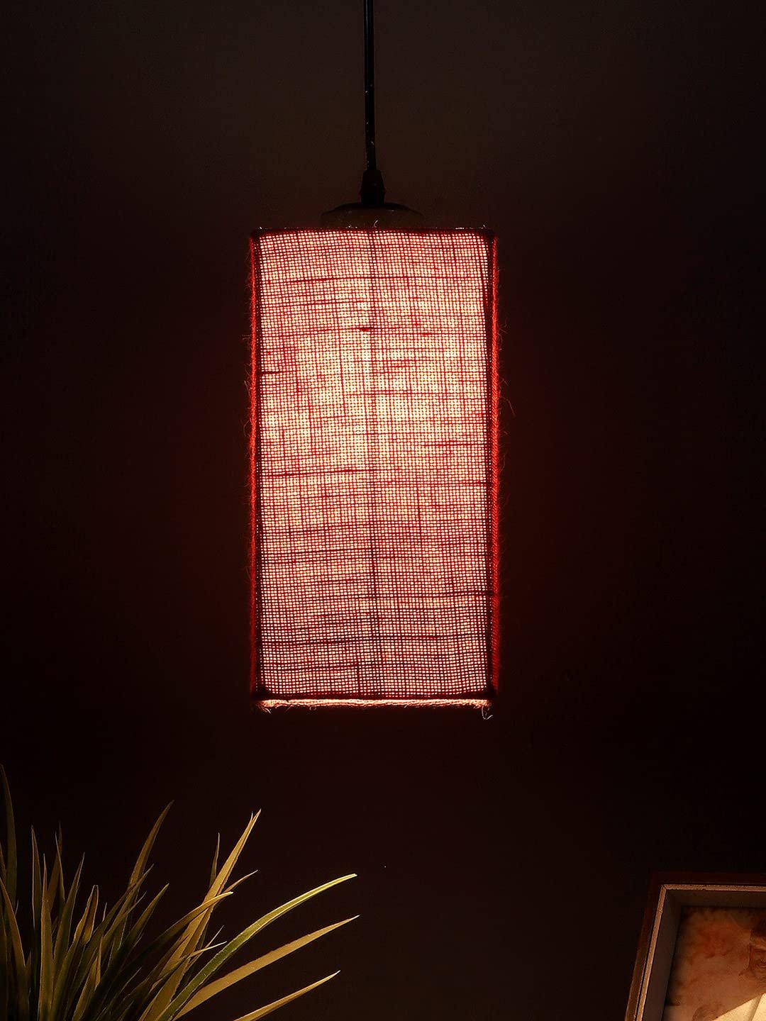 Pink Jute Square Hanging Lamp (SH25)