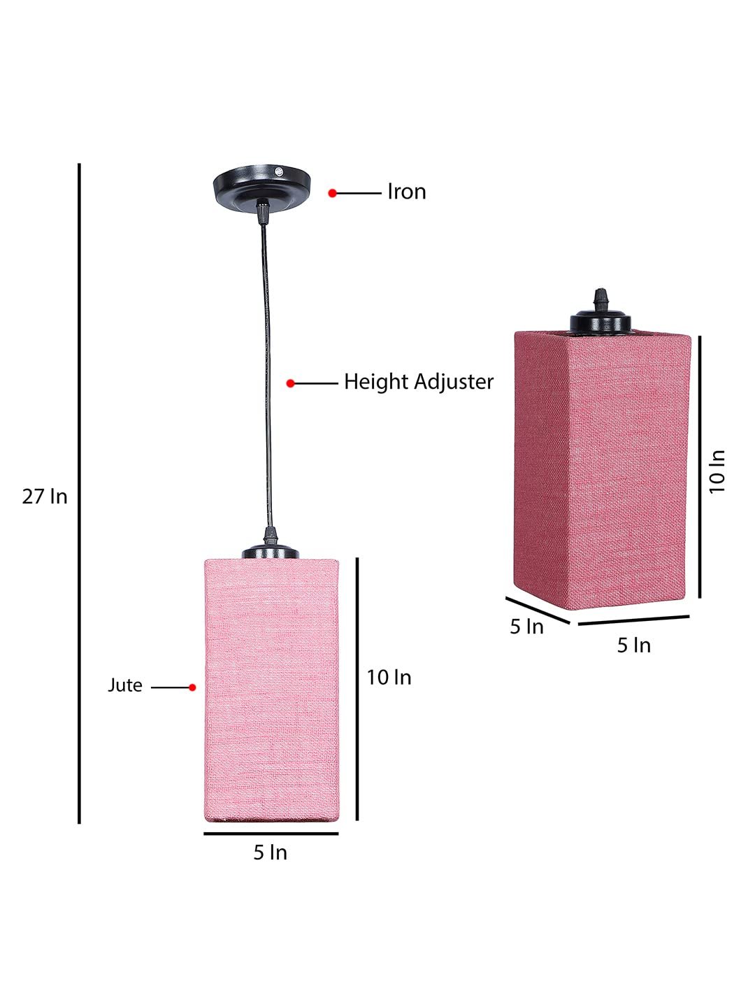 Pink Jute Square Hanging Lamp (SH25)