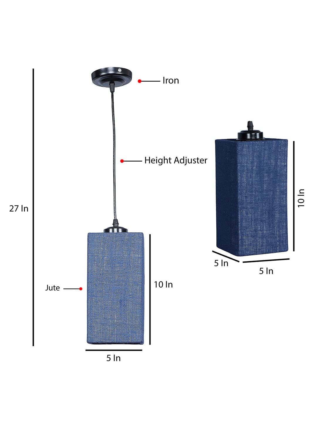 Blue Jute Square Hanging Lamp (SH27)