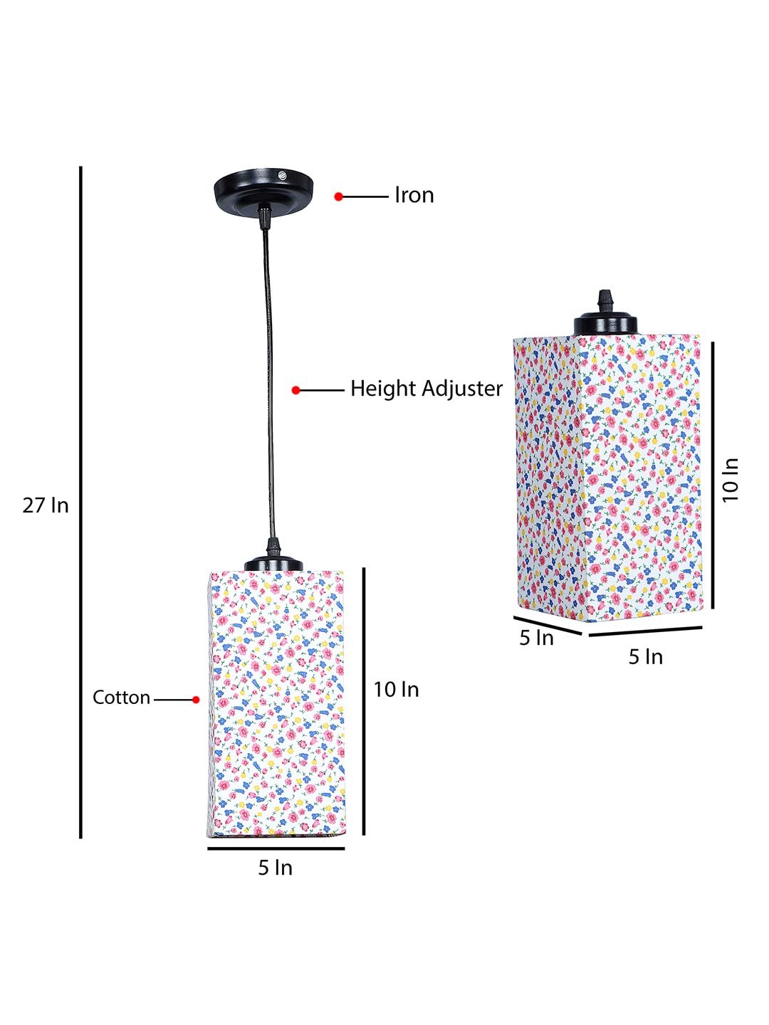 Multicolor Cotton Square Hanging Lamp (SH30)