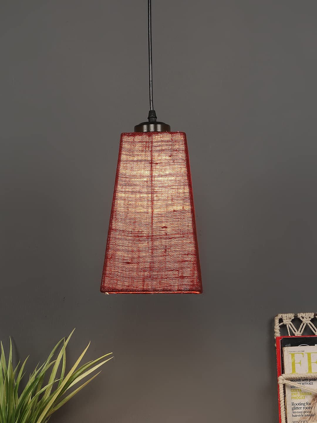 Maroon Jute Pyramid Hanging Lamp (SH41)