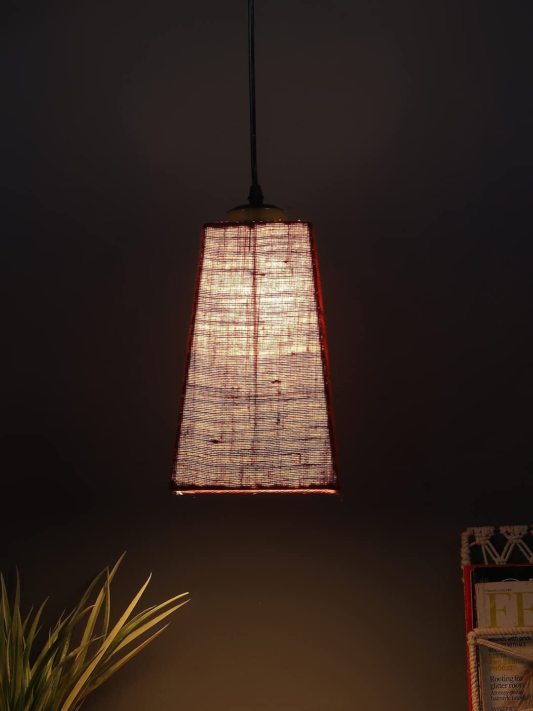 Maroon Jute Pyramid Hanging Lamp (SH41)