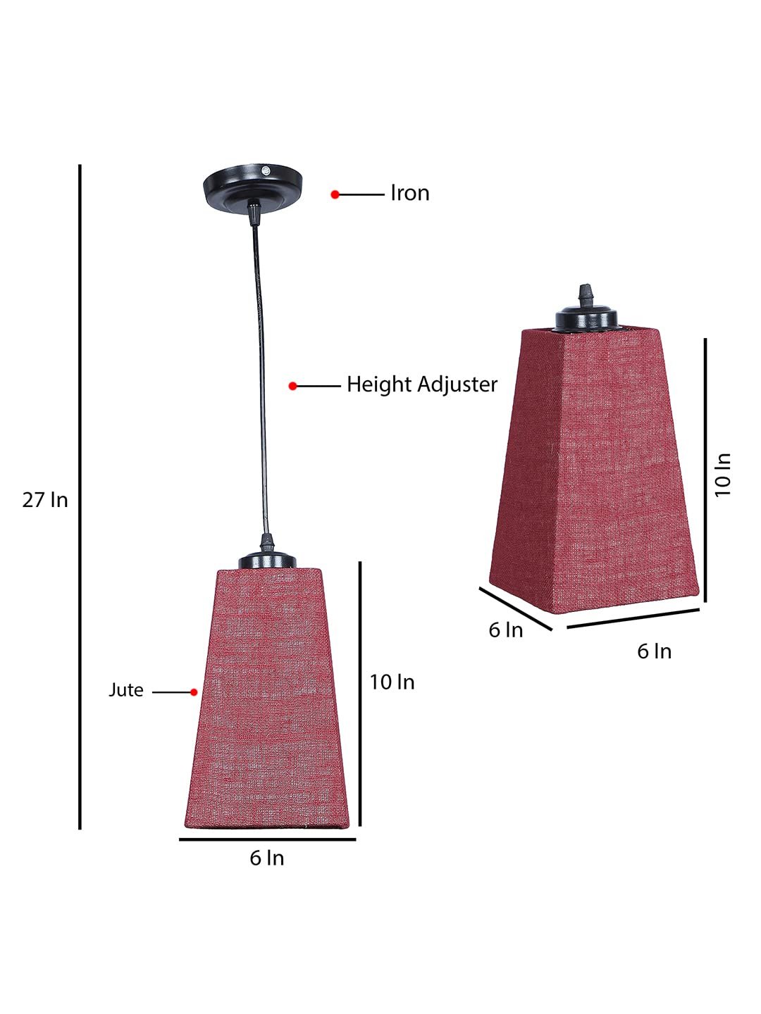 Maroon Jute Pyramid Hanging Lamp (SH41)