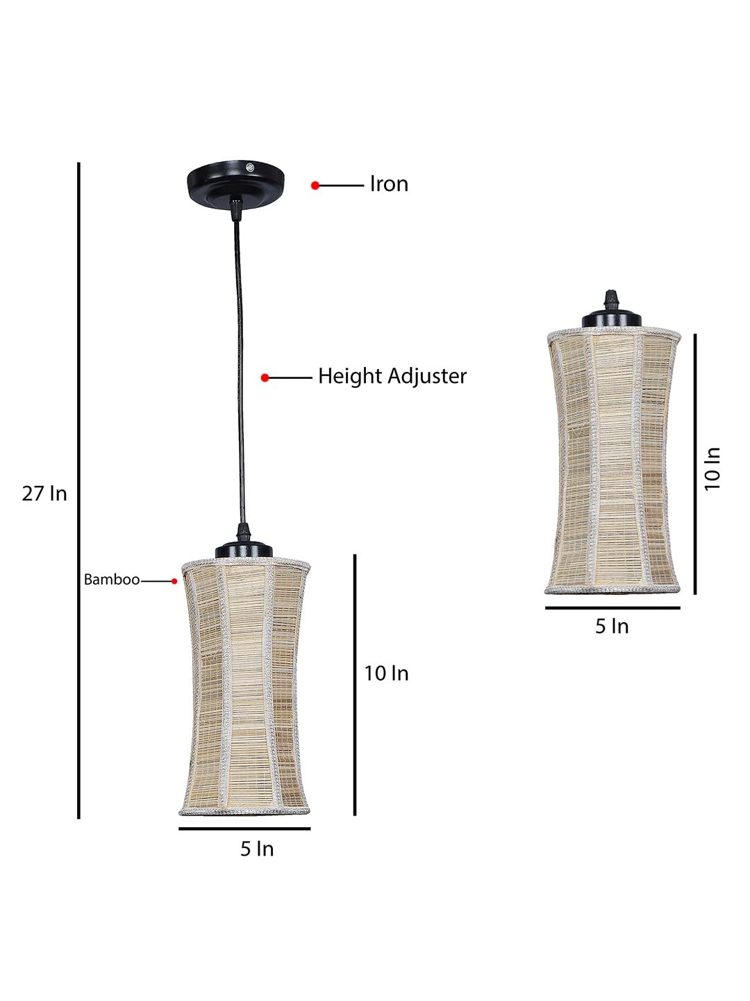 Natural Bamboo Damru Hanging Lamp(SH47)