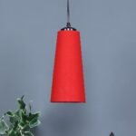 Red conical Cotton Hanging lamp
