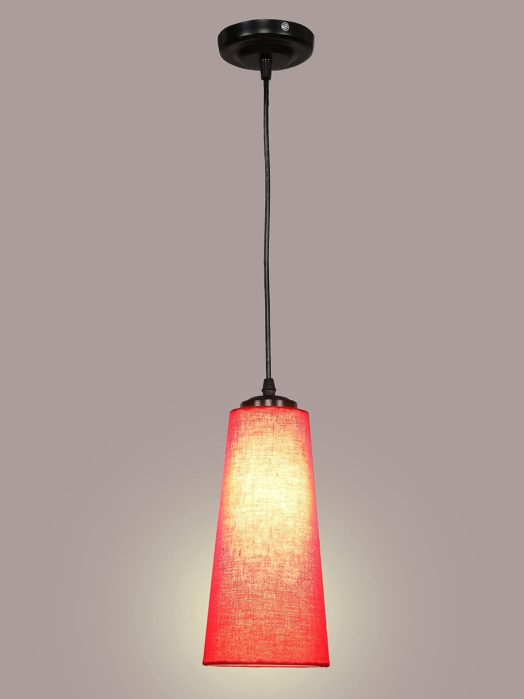 Red conical Cotton Hanging lamp
