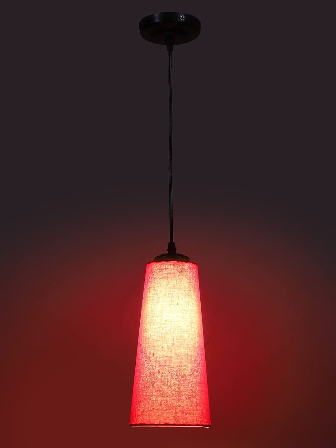 Red conical Cotton Hanging lamp