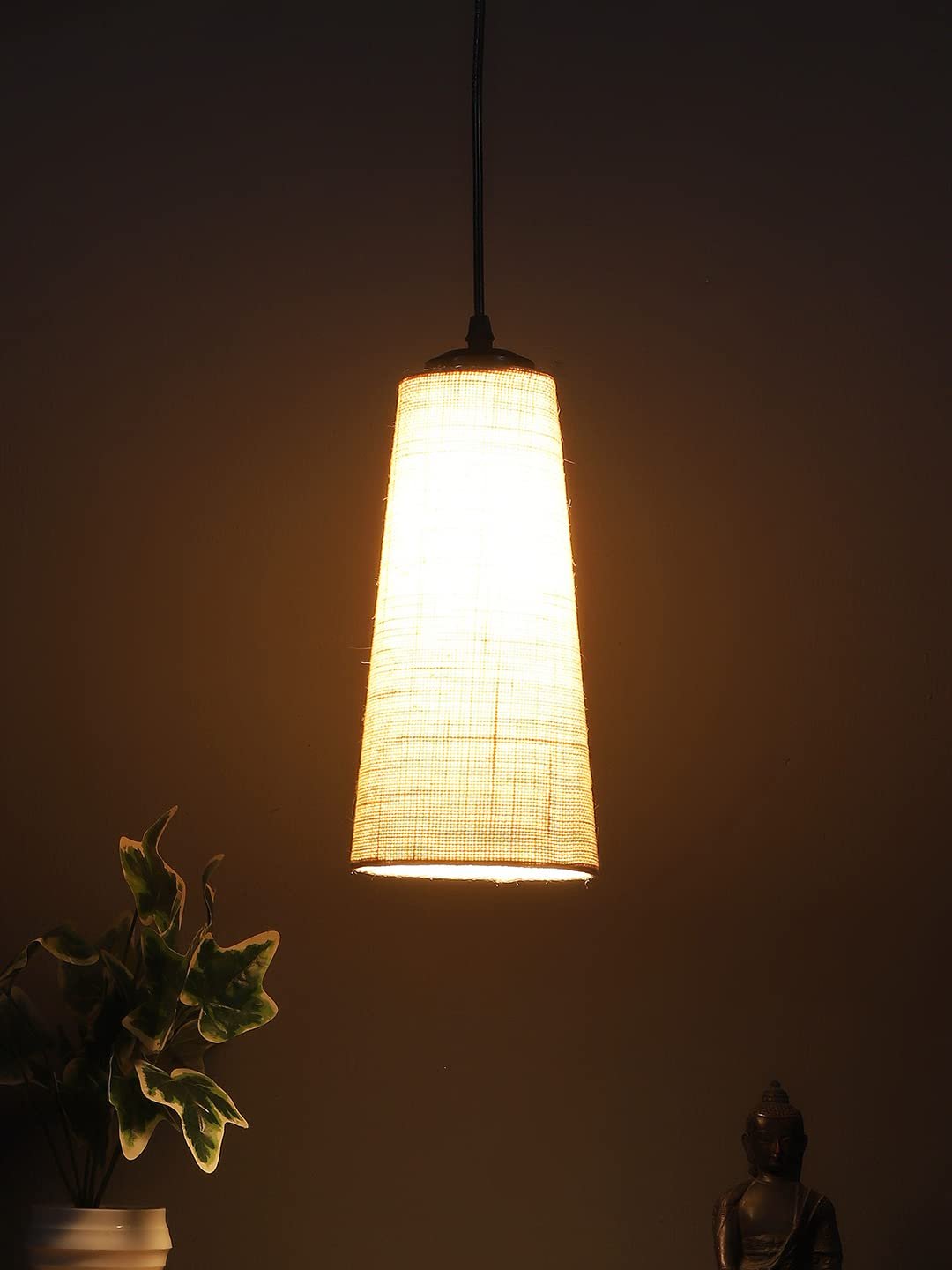 White conical Jute Hanging lamp