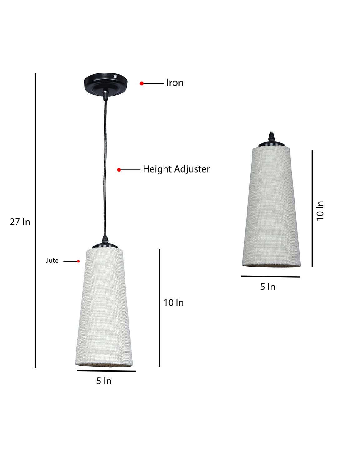 White conical Jute Hanging lamp