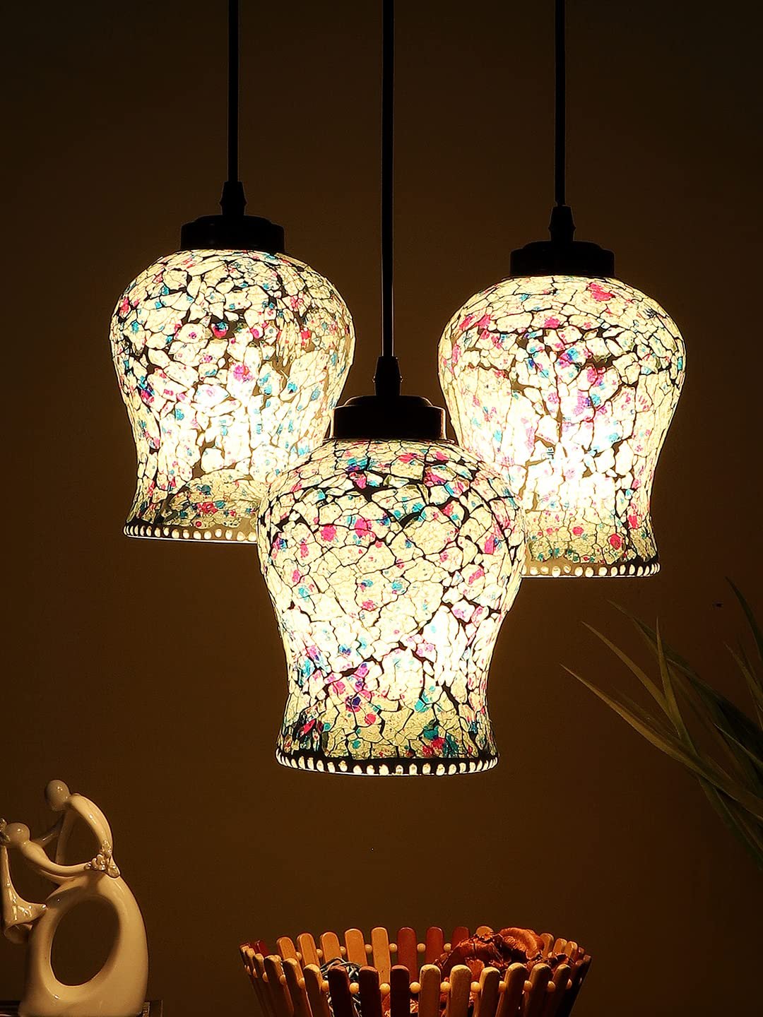 Multicolor Mosaic Glass Cluster Hanging Lamp (SH69)