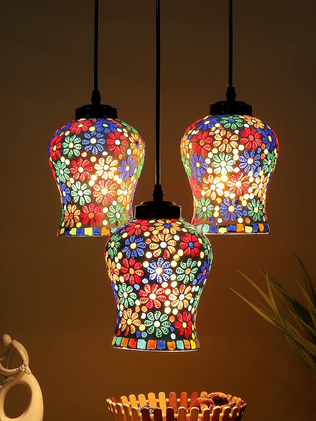 Multicolor Mosaic Glass Cluster Hanging Lamp (SH70)