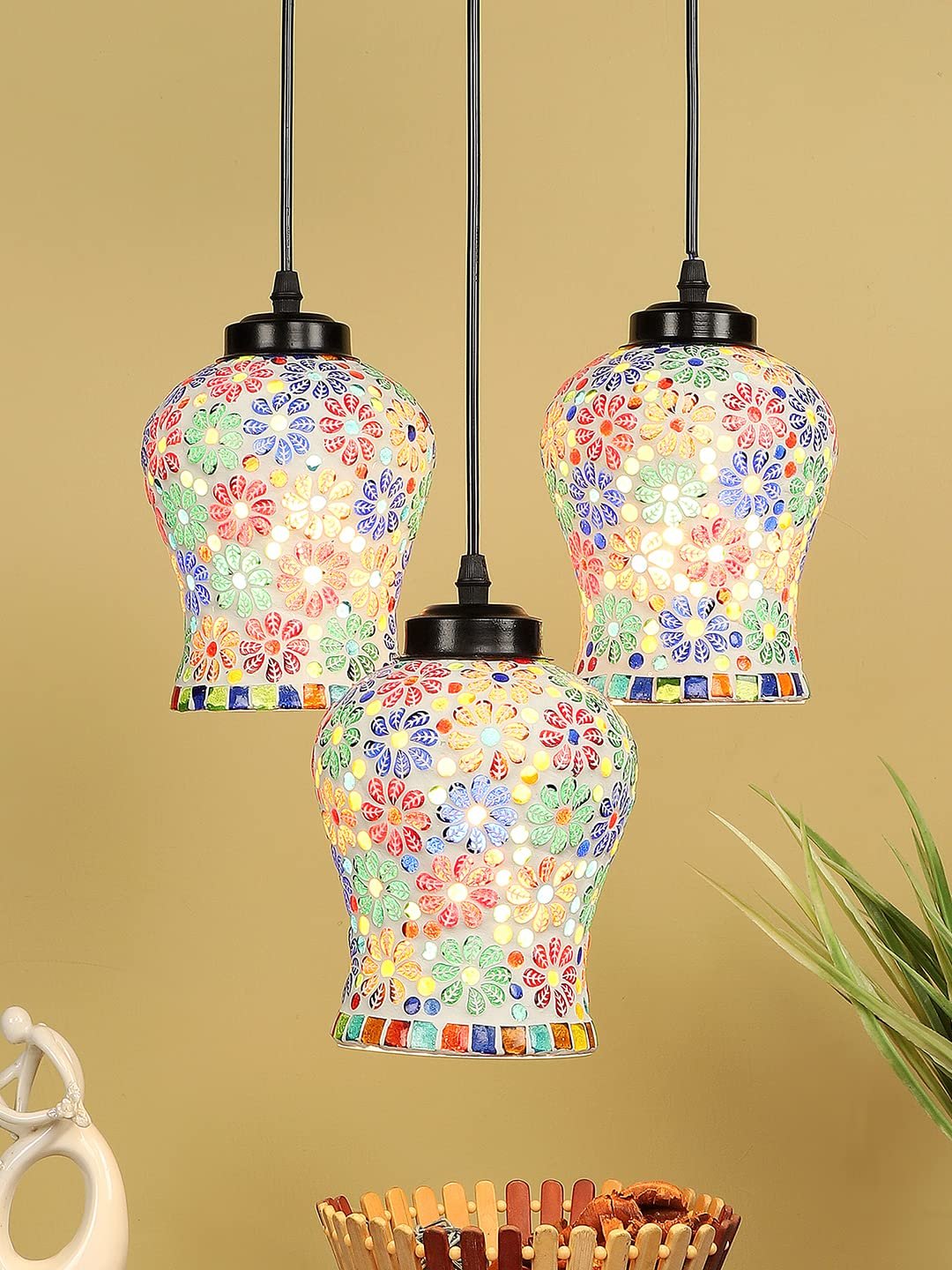 Multicolor Mosaic Glass Cluster Hanging Lamp (SH70)
