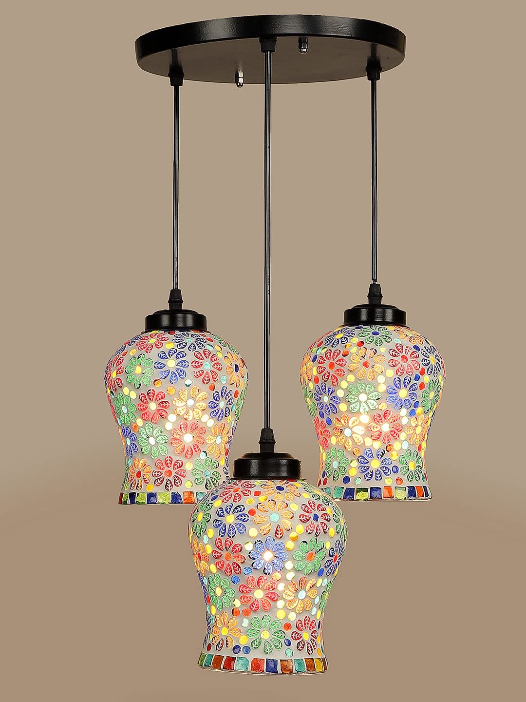 Multicolor Mosaic Glass Cluster Hanging Lamp (SH70)