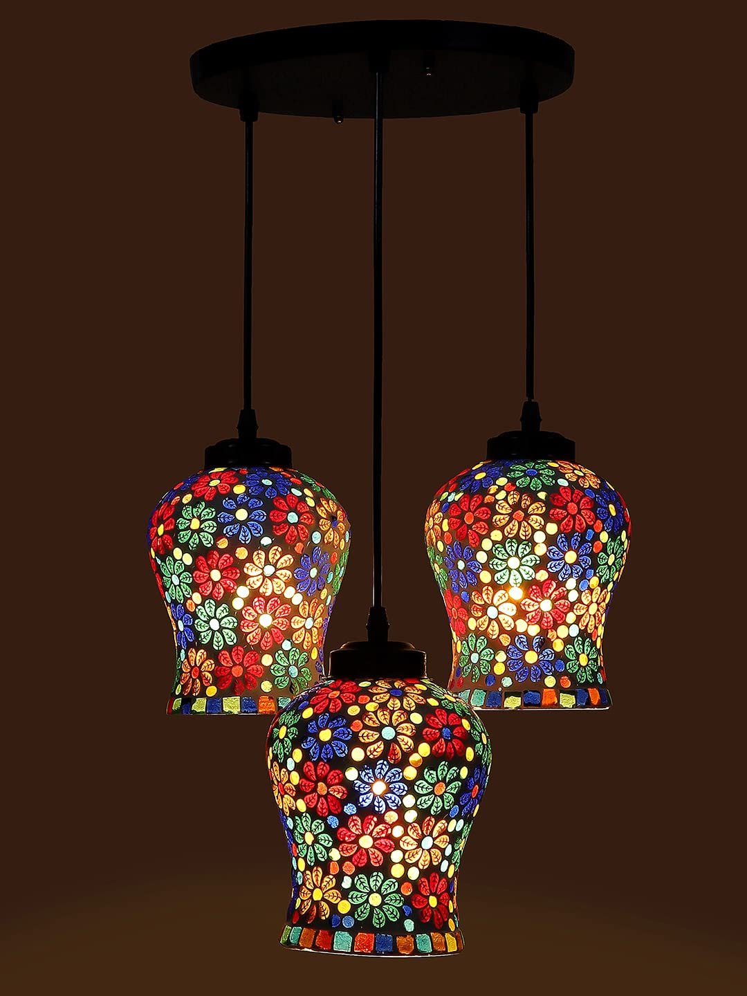 Multicolor Mosaic Glass Cluster Hanging Lamp (SH70)