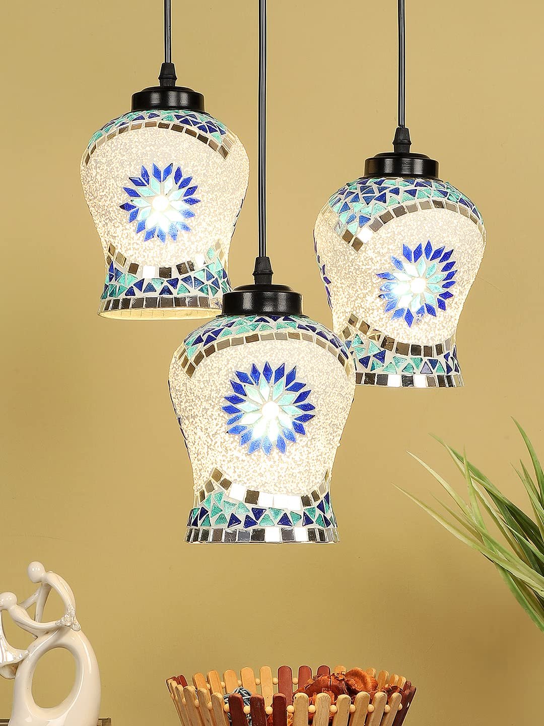 Multicolor Mosaic Glass Cluster Hanging Lamp (SH71)