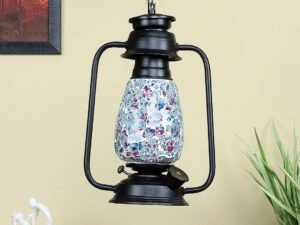 Black Lantern Hanging Lamp with Mosaic Glass (SH75)