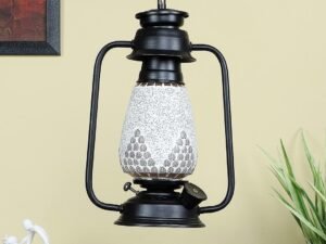 Black Lantern Hanging Lamp with Mosaic Glass (SH77)
