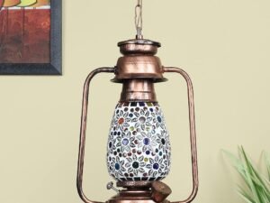 Copper Lantern Hanging Lamp with Mosaic Glass (SH82)