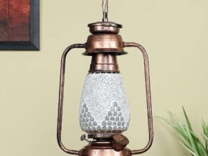 Copper Lantern Hanging Lamp with Mosaic Glass (SH83)
