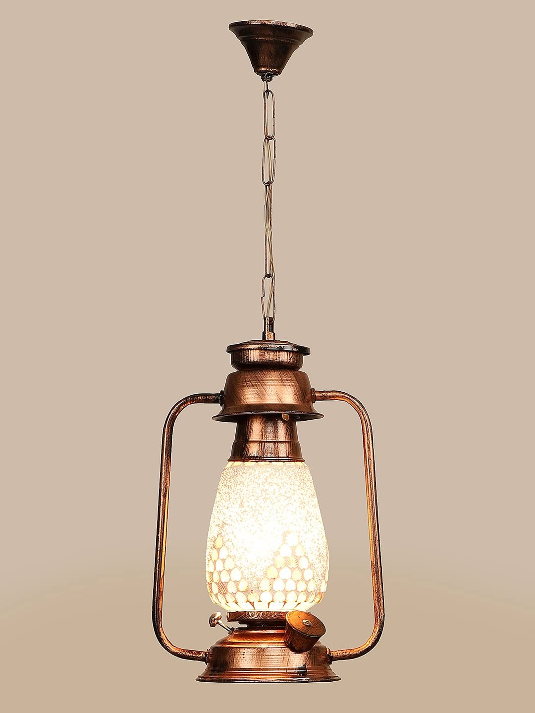 Copper Lantern Hanging Lamp with Mosaic Glass (SH83)