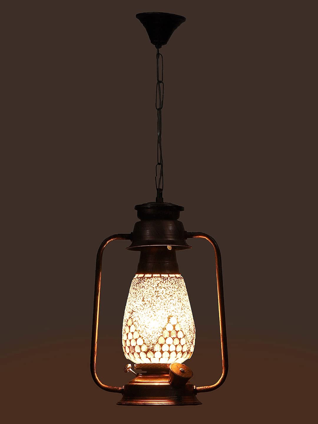 Copper Lantern Hanging Lamp with Mosaic Glass (SH83)