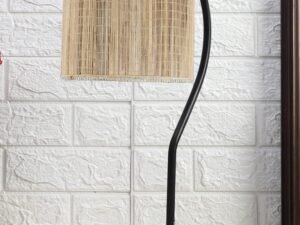 Round Bamboo Curvy Table lamp with Iron Base for Home/Office/Gifting - (Size :11x7x19.75 Inches) (SP00)