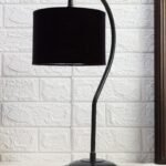 Cotton Curvy Table Lamp with Iron Base for Home/Office/Gifting – (Size : 11x7x19.75Inches, Colour : Black) (SP02)