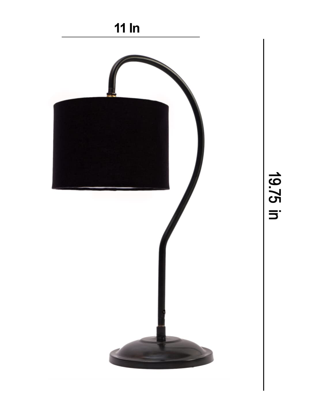 Cotton Curvy Table Lamp with Iron Base for Home/Office/Gifting - (Size : 11x7x19.75Inches, Colour : Black) (SP02)