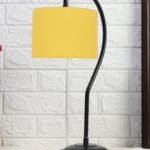 Cotton Curvy Table Lamp with Iron Base for Home/Office/Gifting – (Size : 11x7x19.75Inches, Color : Yellow) (SP)