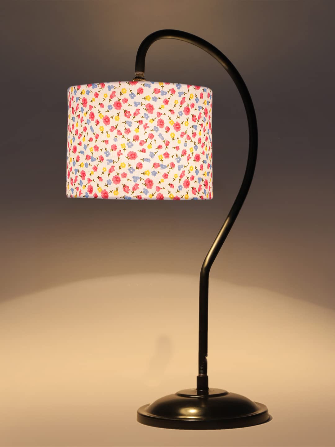 Cotton Curvy Table Lamp with Iron Base for Home/Office/Gifting - (Size : 11x7x19.75Inches, Colour : Multi)(SP15)