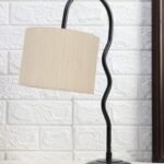 Cotton Zig Zag Curvy Table Lamp with Iron Base for Home/Office/Gifting – (Size : 13x7x18.9Inches, Colour : Off-White)(SP23)