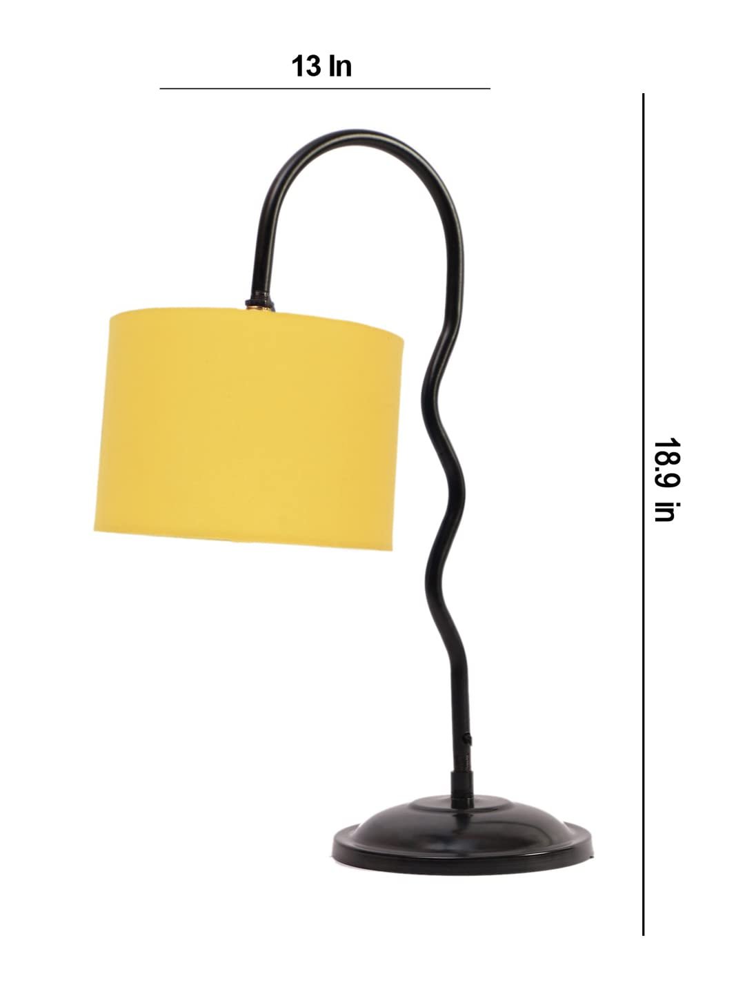 Cotton Zig Zag Curvy Table Lamp with Iron Base - (Size : 13x7x18.9Inches, Colour : Yellow) - (SP27)