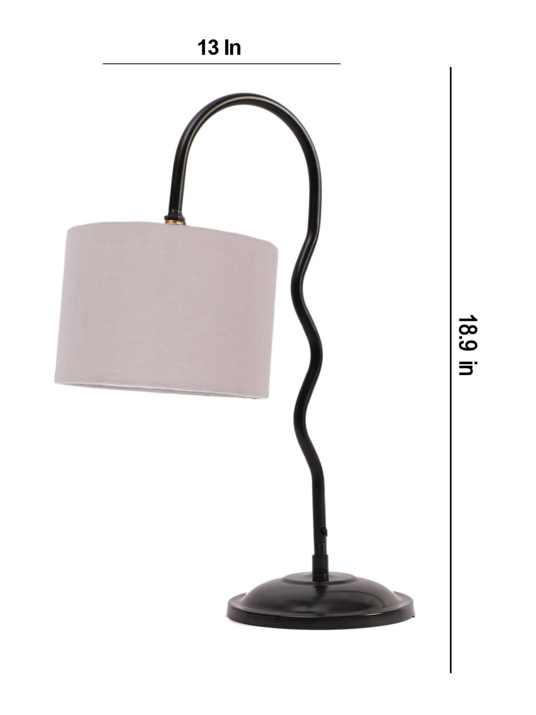 Cotton Zig Zag Curvy Table Lamp with Iron Base for Home/Office/Gifting - (Size :13x7x18.9Inches, Colour : Grey) (SP28)