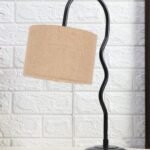 Beige Jute Zig Zag Curvy Table Lamp with Iron Base for Home/Office/Gifting – (Size : 13x7x18.9Inches) (SP30)