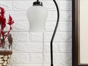 Milky Frosted Glass Curvy Table lamp with Iron Base for Home/Office/Gifting - (Size : 9x4.25x19.75Inches) (SP47)